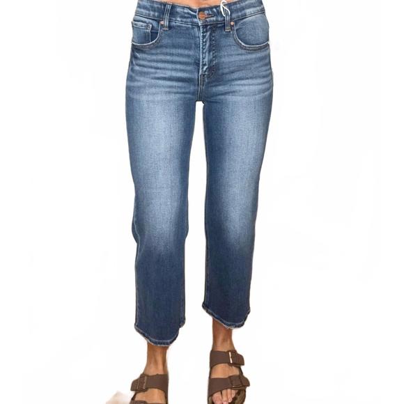 NEW RISEN mid rise crop wide leg jeans in blue - Picture 1 of 4